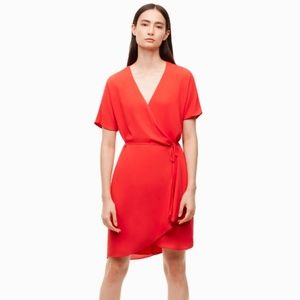 Aritzia Wrap Dress: Flame Scarlet